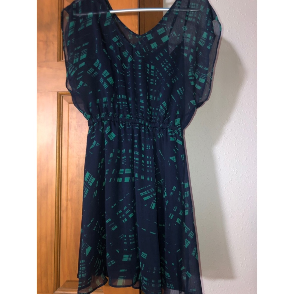 Blue and green short sleeve dress